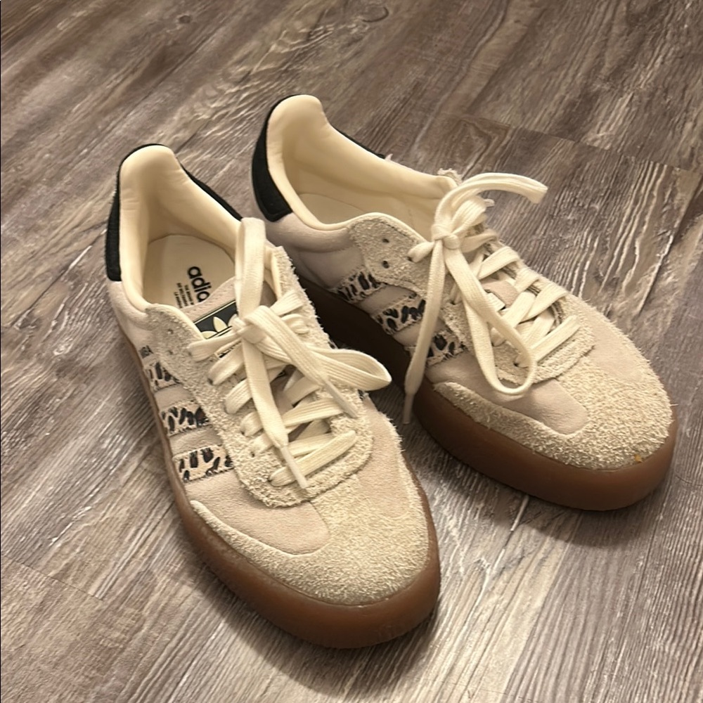 Adidas Cream and Black Patterned Sneakers